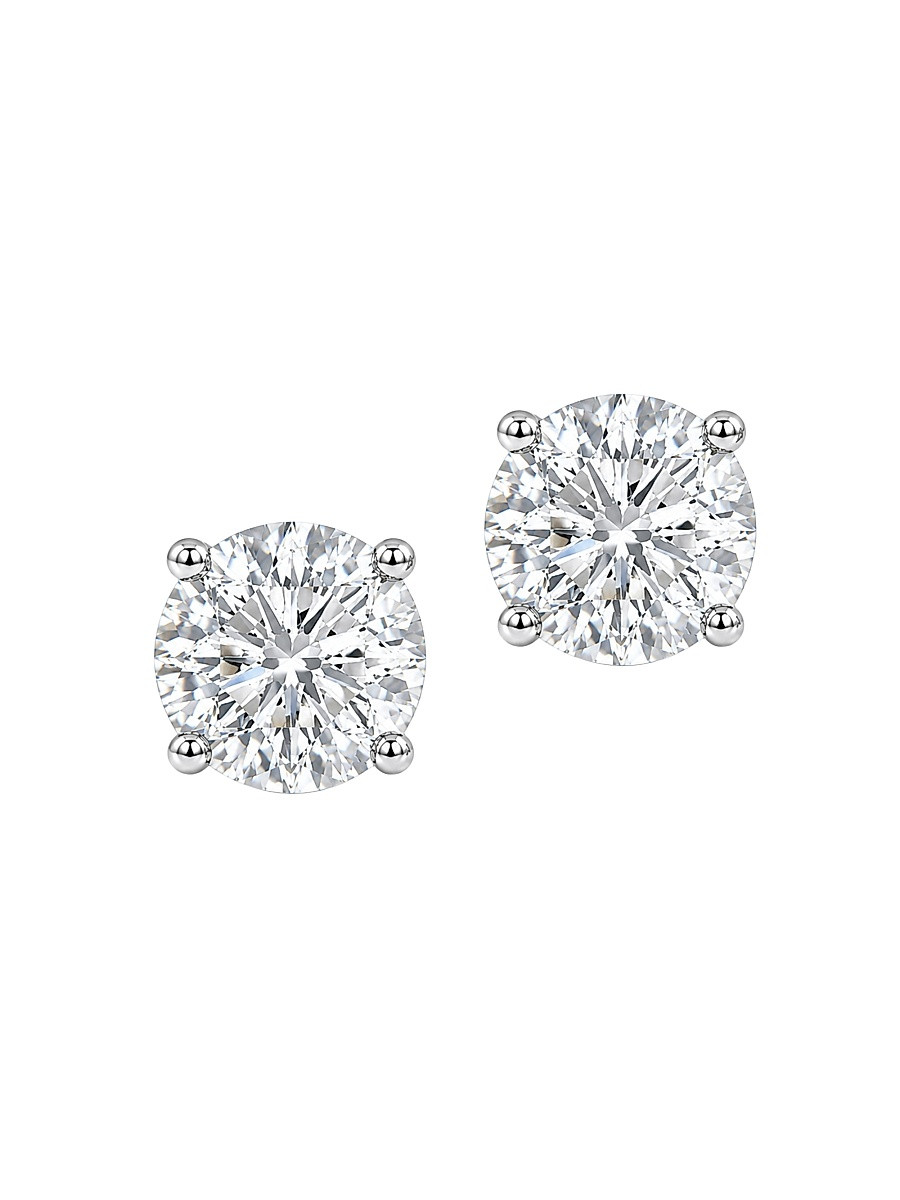Women's 18K White Gold & 6.00 TCW Lab-Grown Diamond Stud Earrings - White Gold | Saks Fifth Avenue