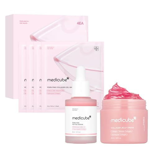 medicube Pink Glass Glow Skin Trio: Salmon DNA PDRN pink collagen jelly gel mask (4ea) and PDRN Pink Peptide Serum, glow serum and Collagen Jelly Cream 50ml | Holiday Stocking Stuffers | Amazon (US)