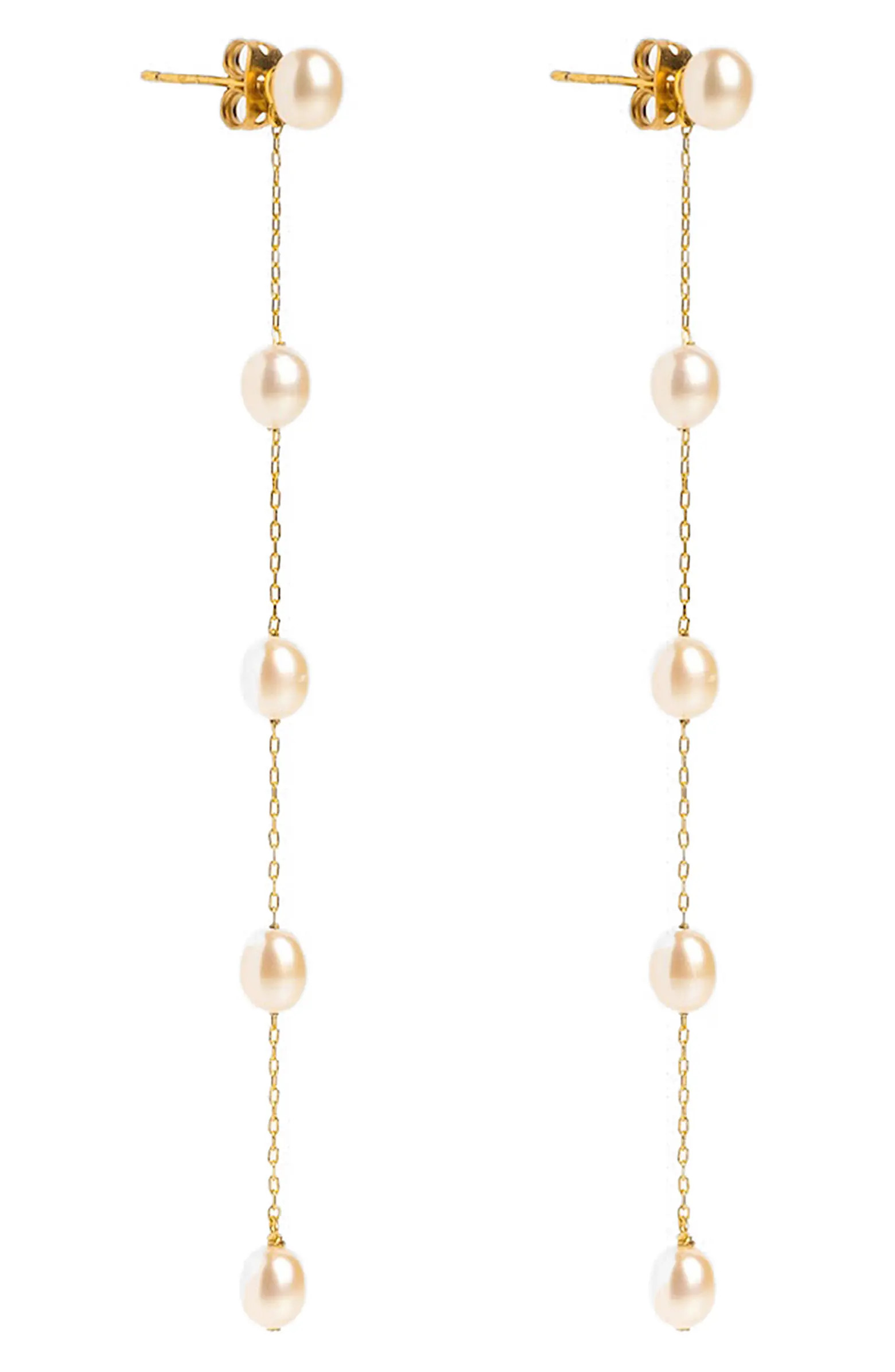 Delicate Freshwater Pearl Linear Drop Earrings | Nordstrom