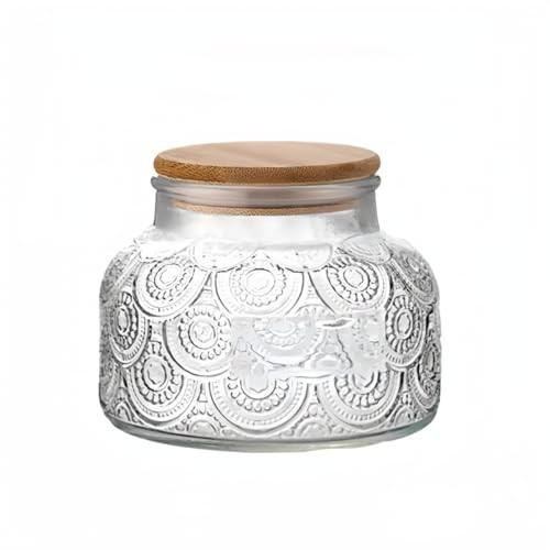 Vintage Glass Jar with Lid, Airtight Glass Storage Jar, 25.3 FL OZ Glass Food Storage Container, Decoration Glass Jar for Candy, Coffee, Tea, Nut, Sugar container (Garden) | Amazon (US)