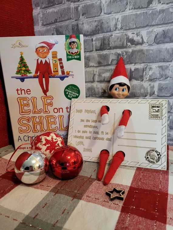 Sneaky Christmas Elf Postcard Shelf Display | Etsy (US)