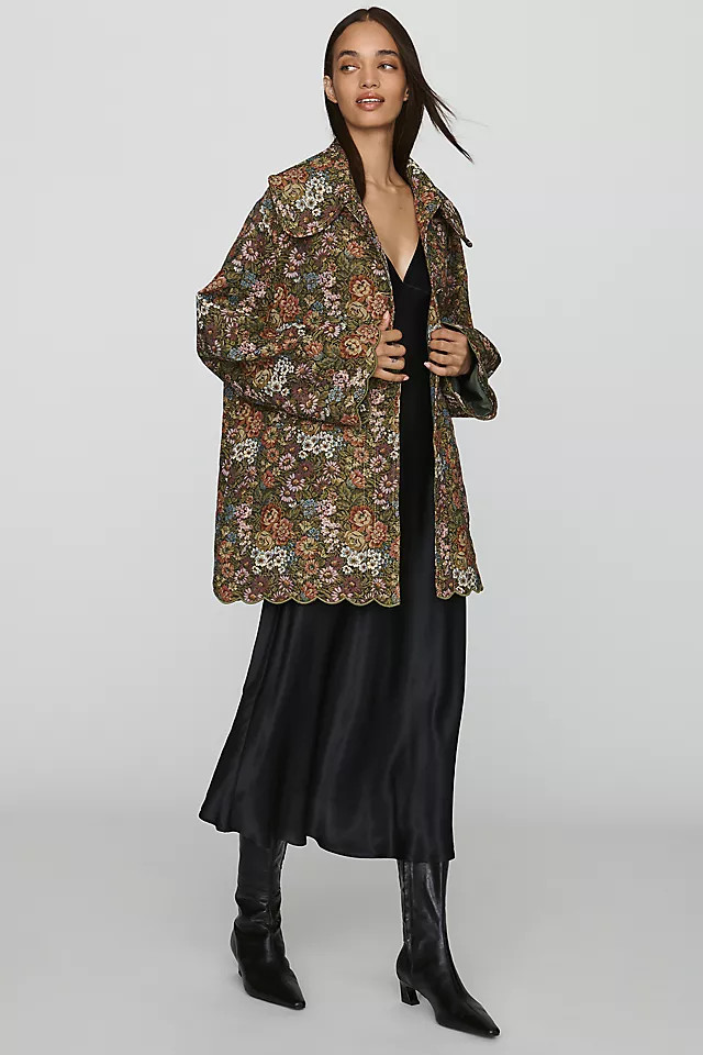 Flower Jacquard Trench Coat Jacket | Anthropologie (US)