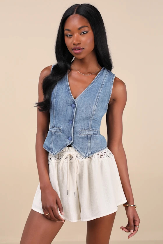 Marilena Cream Crochet Lace Drawstring Shorts | Lulus