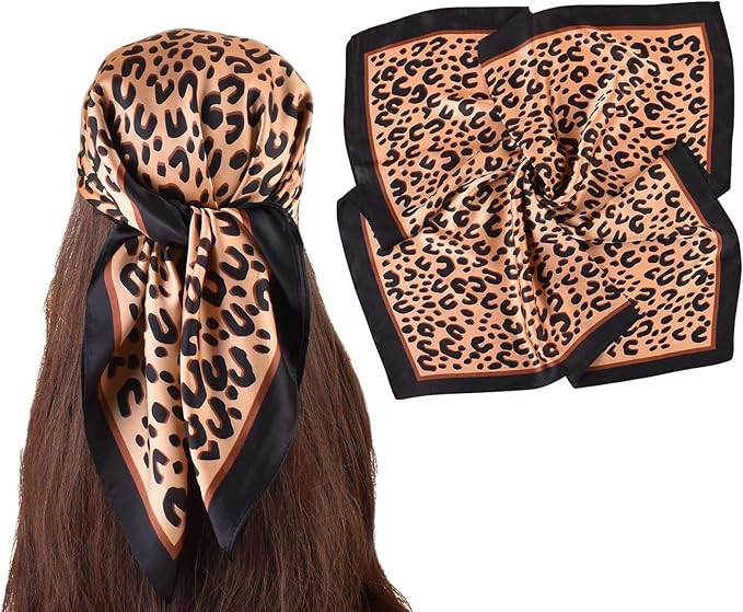 27.5 Inches Silk Head Scarf for Women Satin Hair Scarf Silk Wrap Neck Square Scarves Feeling Scar... | Amazon (US)