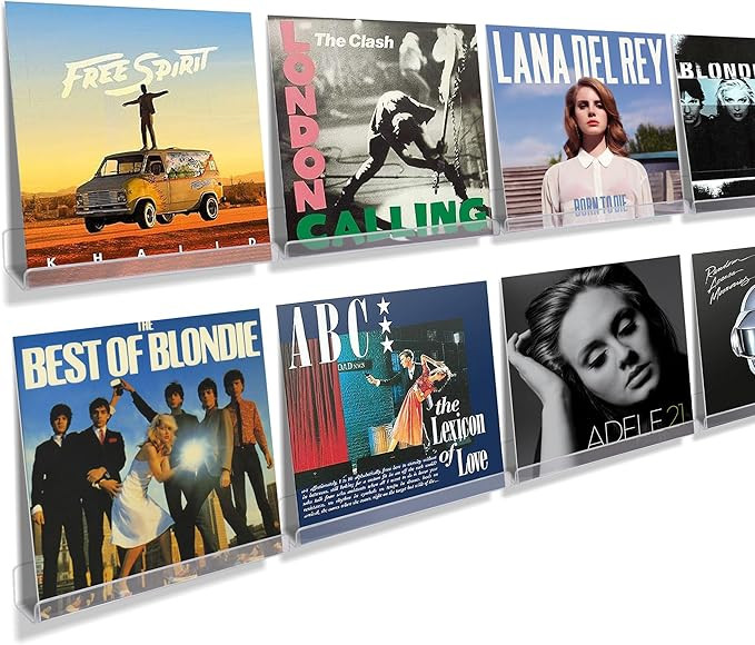 upsimples 8 Pack Vinyl Record Wall Mount Shelves, 12" Vinyl Holder for Album Record Storage & Dis... | Amazon (US)