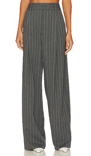 Pleated Trouser in Grey Pinstripe | Revolve Clothing (Global)
