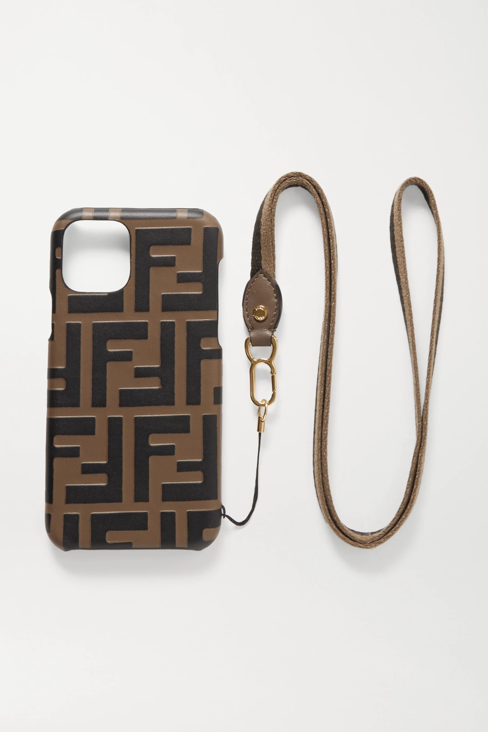 Canvas-trimmed embossed leather iPhone 11 Pro case | NET-A-PORTER (US)