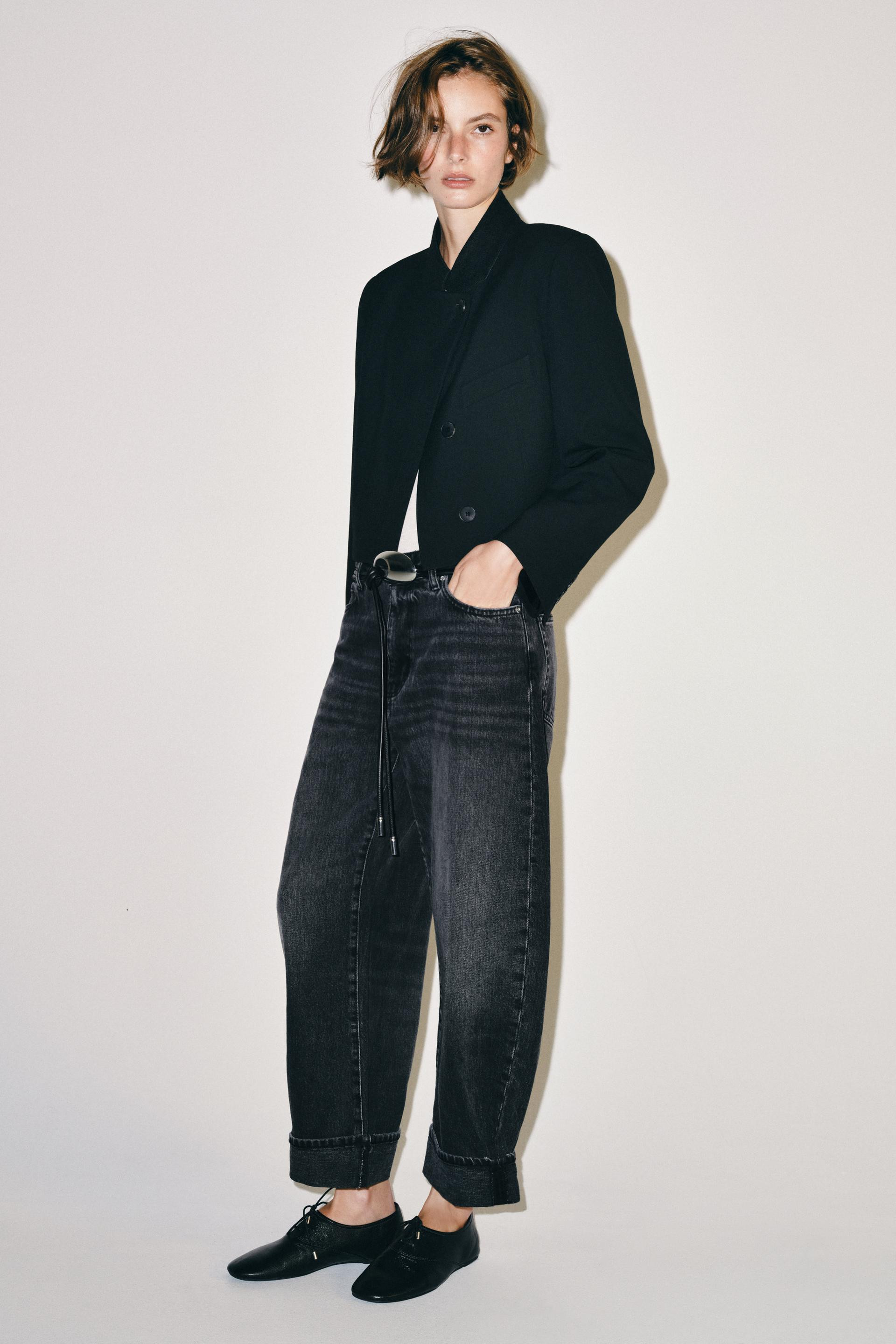 Zara - Zw Collection Mid-Rise Cuffed Balloon Jeans - Mid-Blue - 29 (Us 8) - Woman | Zara US