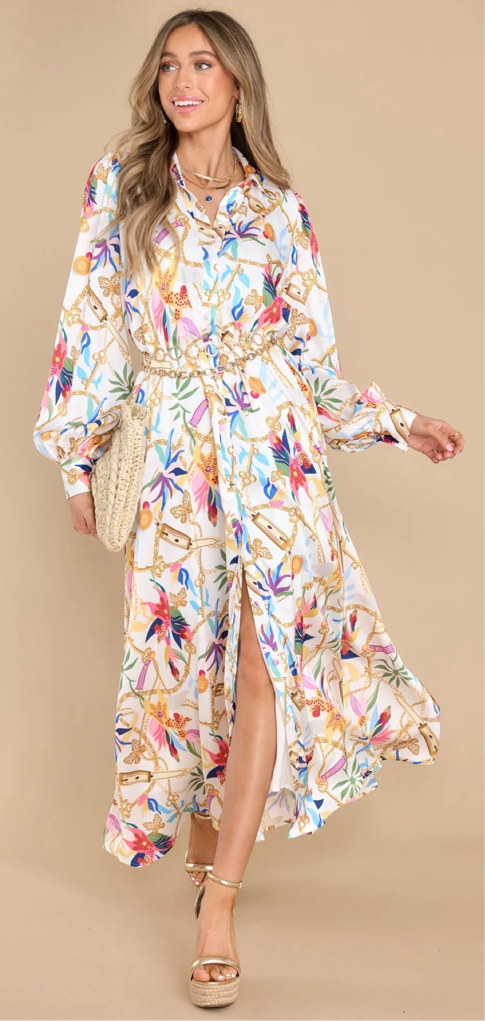 This gorgeous floral maxi dress is beautiful for family pictures, spring dresses, Easter dress, event dress and more.
Pair with gold wedges, chain belt, gold hoop earrings, gold necklace, and ivory rattan bag.

#LTKcurves #LTKfamily #LTKbump
