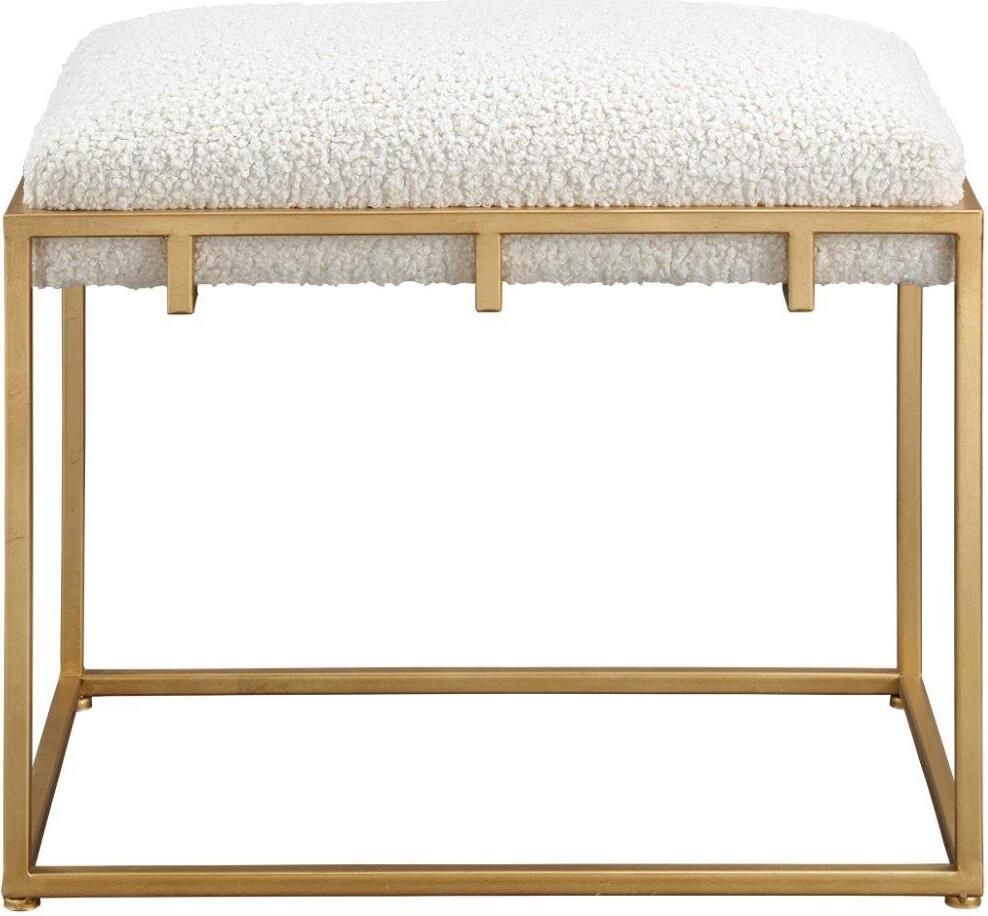 Uttermost Paradox Small Gold And White Shearling Bench | 1stopbedrooms