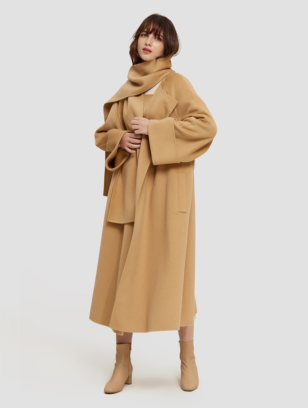 Long Straight Cut Cashmere Coat | Lattelierstore