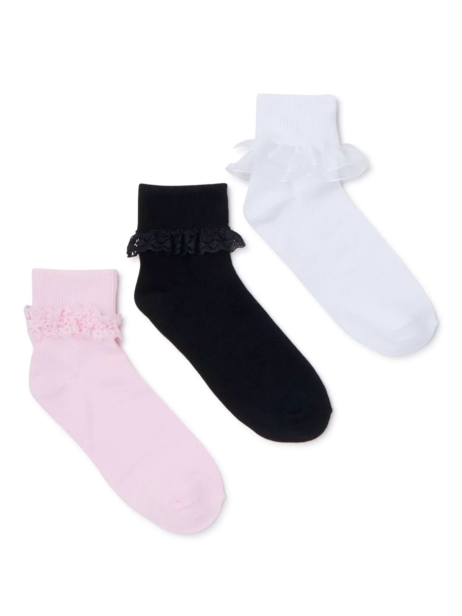Wonder Nation Girls Dress Socks, 3 Pack, Sizes S-L | Walmart (US)