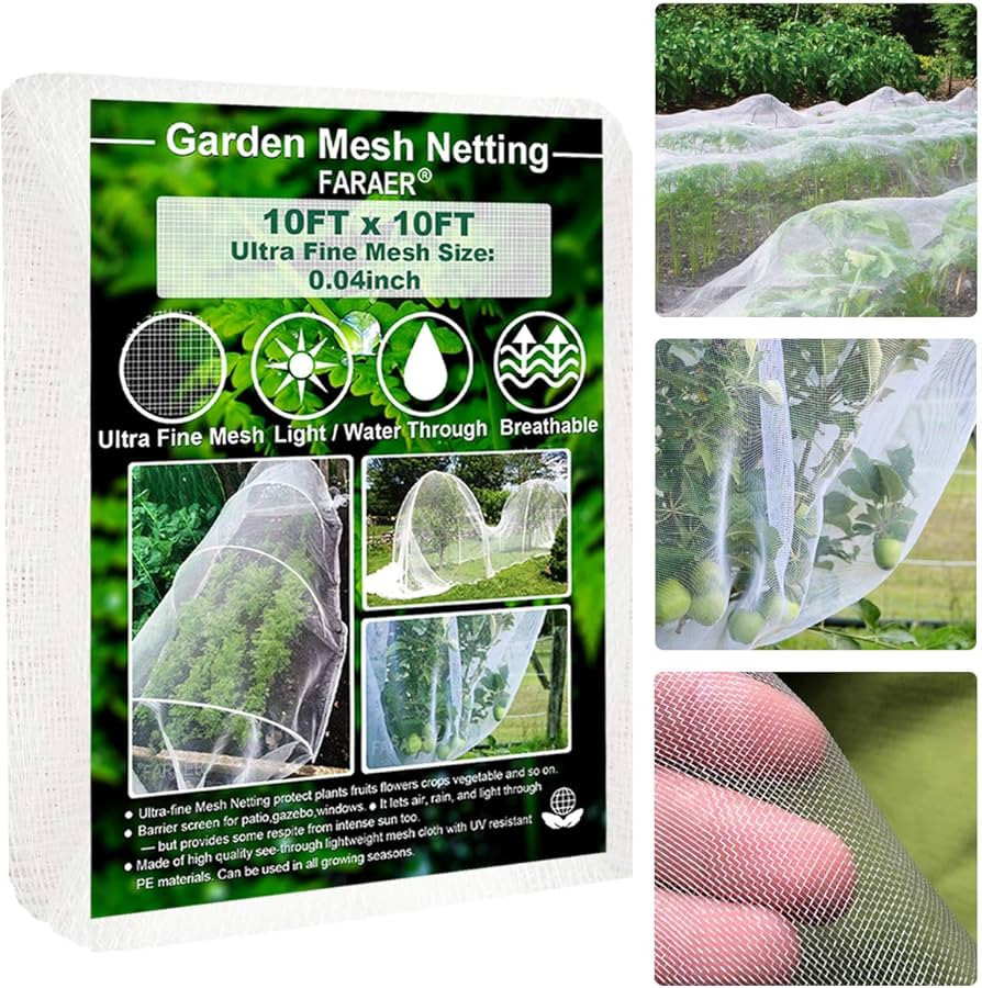 Garden Barrier Netting, Plant Covers 10x10Ft Ultra Fine Mesh Netting Protect for Vegetable Plants... | Amazon (US)
