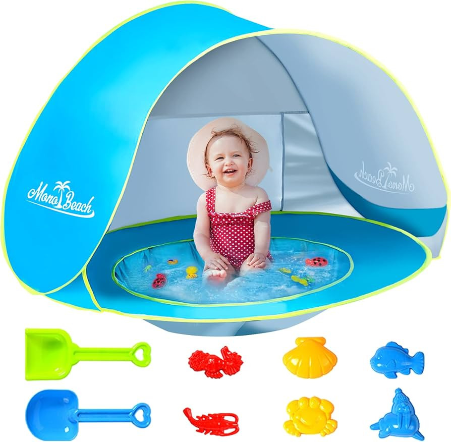 Monobeach Baby Beach Tent with Beach Sand Toys Pop Up Portable Shade Pool UPF50+ UV Protection Su... | Amazon (US)