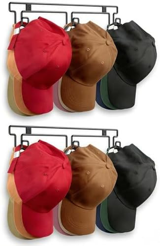 Amazon.com: PANGTON Hat Rack for Wall, [2-Pack] Metal Hat Organizer for Baseball Caps Holder 30 H... | Amazon (US)