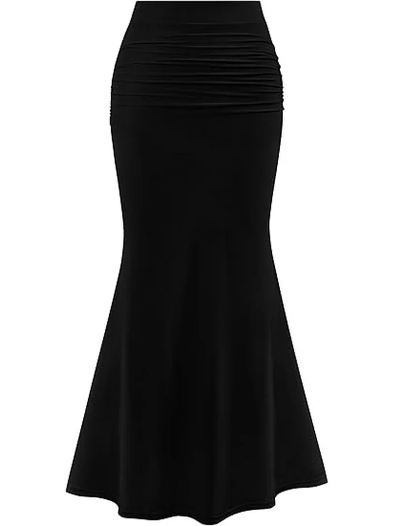 PRETTYGARDEN Women Fitted Mesh Mermaid Skirt 2025 Spring Summer Casual High Waisted Ruched Maxi L... | Walmart (US)