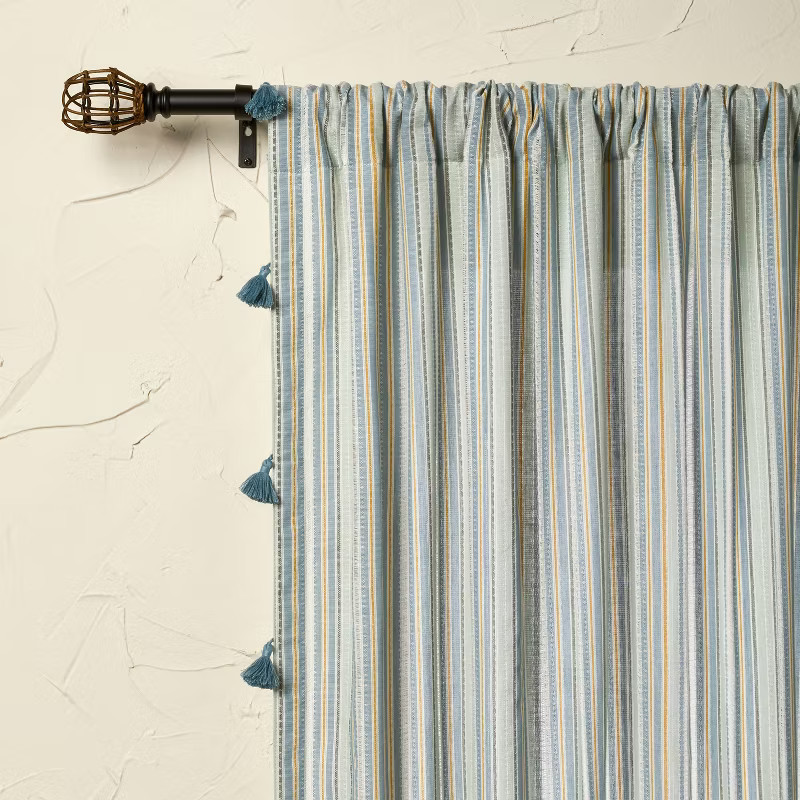 84"x50" Woven Striped Light Filtering Curtain Panel Blue - Opalhouse™ designed with... | Target