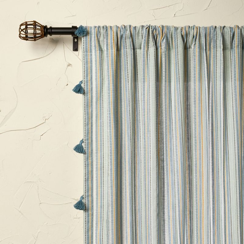 84&#34;x50&#34; Woven Striped Light Filtering Curtain Panel Blue - Opalhouse&#8482; designed with... | Target