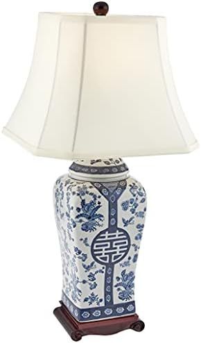 Oriental Furniture 26" Floral Blue & White Vase Lamp | Amazon (US)