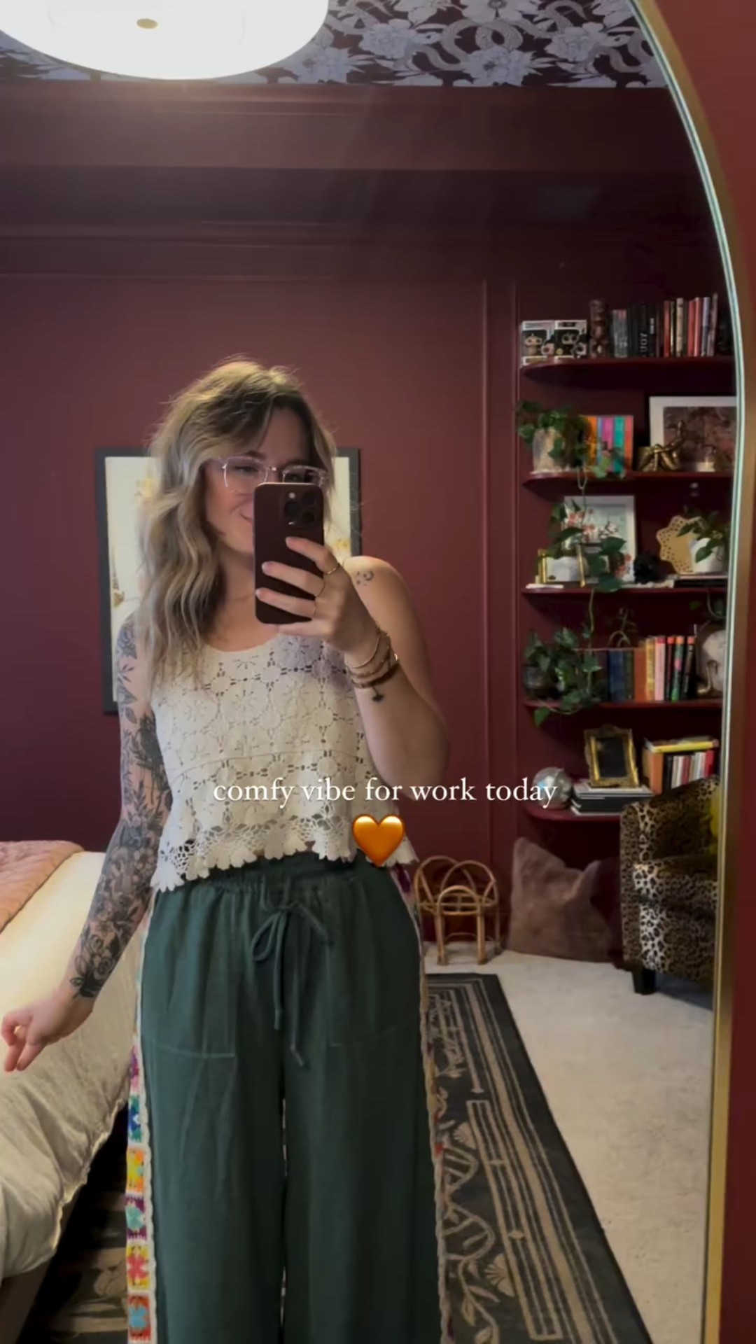 comfy vibe for work today 🧡
Wearing a small in these pants. Love the crochet detail 

#LTKFindsUnder50 #LTKWorkwear #LTKPetite