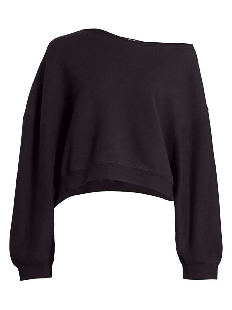 Patti Asymmetric Puff-Sleeve Off-the-Shoulder Sweatshirt | Saks Fifth Avenue