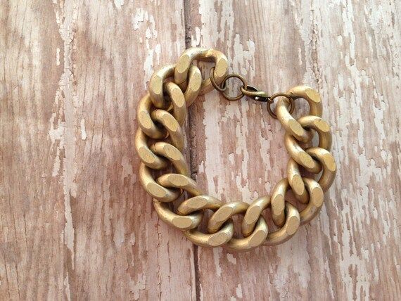 Chunky Chain Matte Gold Bracelet, Chunky Chain Boho Bracelet, Matte Gold Chunky Chain Bracelet | Etsy (US)