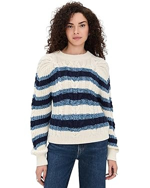 Free People Women's Frankie Cable Striped Pullover | Amazon (US)
