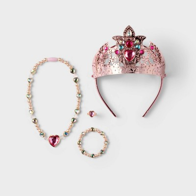 Pretend Play Jewelry Accessory Pack with Crown, Necklace, Bracelet & Ring - Gigglescape™ | Target
