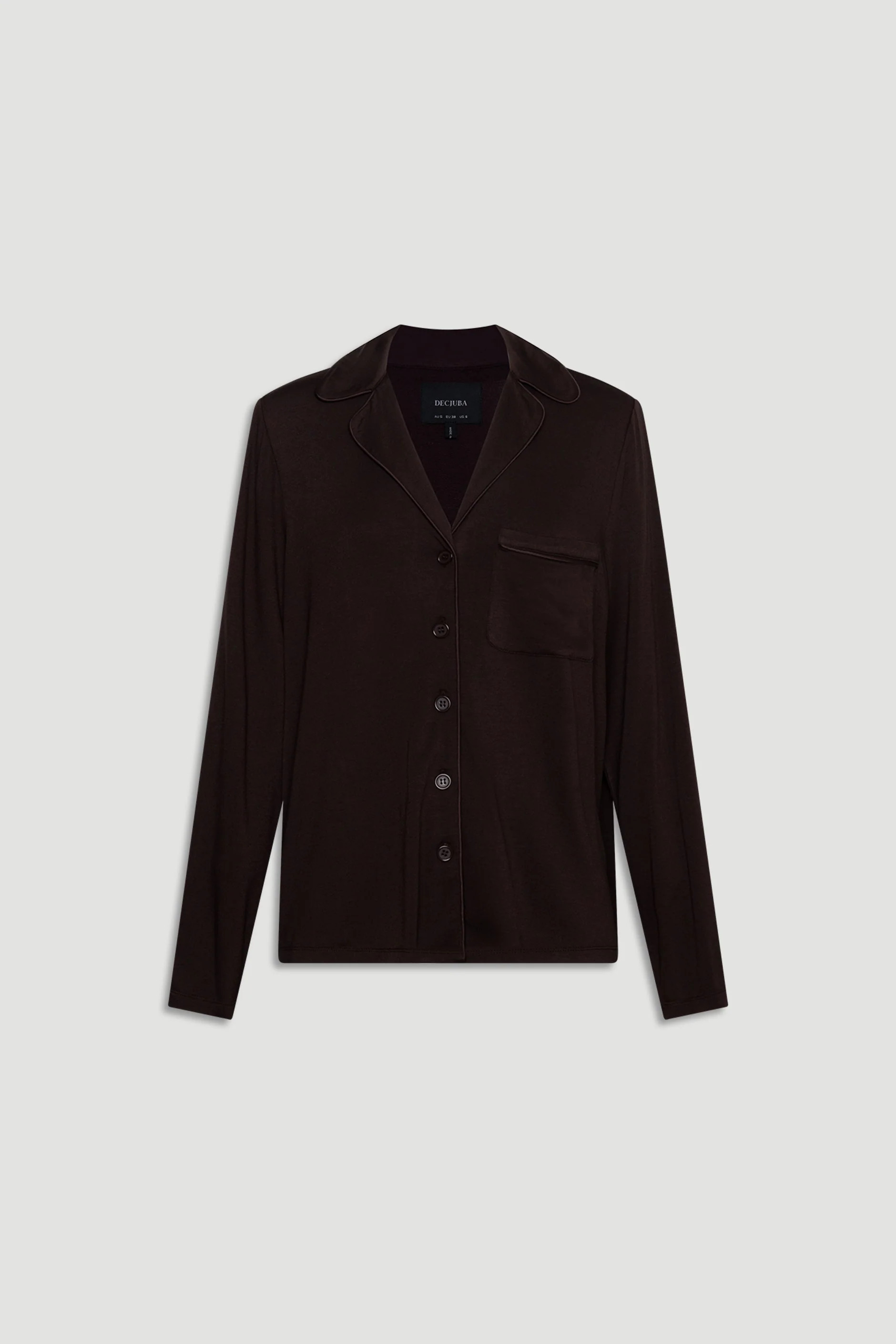 Sleep Button Through Shirt - Chocolate | DECJUBA
