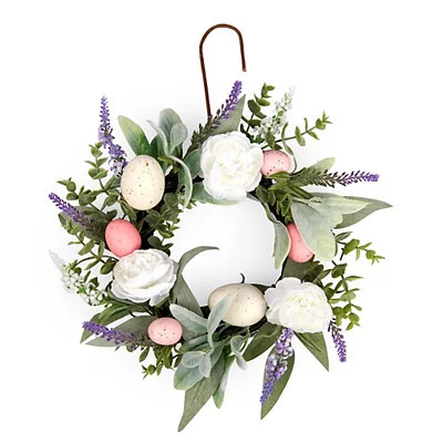 Mini Tulip Easter Egg Mixed Wreath, White/Green/multicolor, 14 | Kirkland's Home | Kirklands