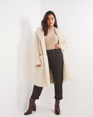 Chi Chi Longline Fux Fur Teddy Coat | Simply Be (UK)