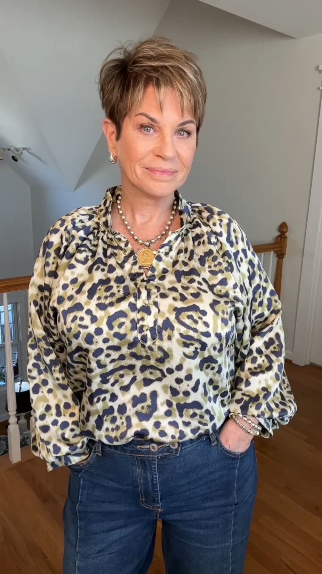 Still cool enough for boots… but I’m officially lightening things up on top. This leopard top + classic denim combo is one of those easy formulas that just works year after year.

Comfortable. Flattering. Midsize approved.

Wearing my true size — everything fits beautifully without feeling bulky. These jeans have just the right amount of stretch, and the boots finish it off while the mornings are still chilly.

Shop the full look linked here 🤍👢🐆

Wearing a medium in the top and 12 in jeans. Ref: 5’5” 155 lbs

#LTKootd #LTKOver40 #LTKMidsize