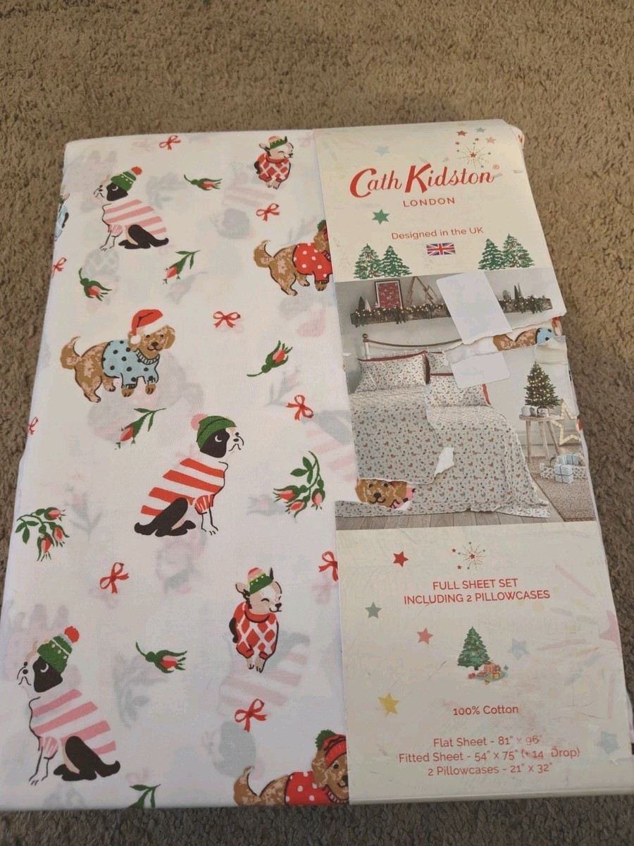 Cath Kidston 4 Pc Full Sheet Set Puppy Love Pink Dogs Christmas New Rip Box | eBay | eBay US