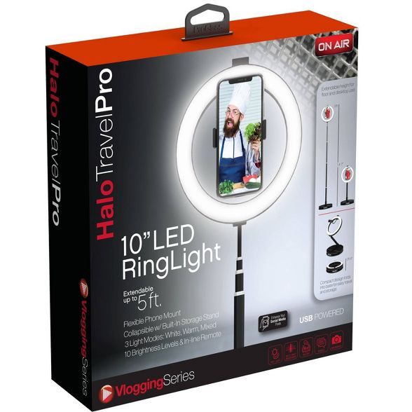 Tzumi Halo Travel Pro 10" LED Ring Light - Black | Target