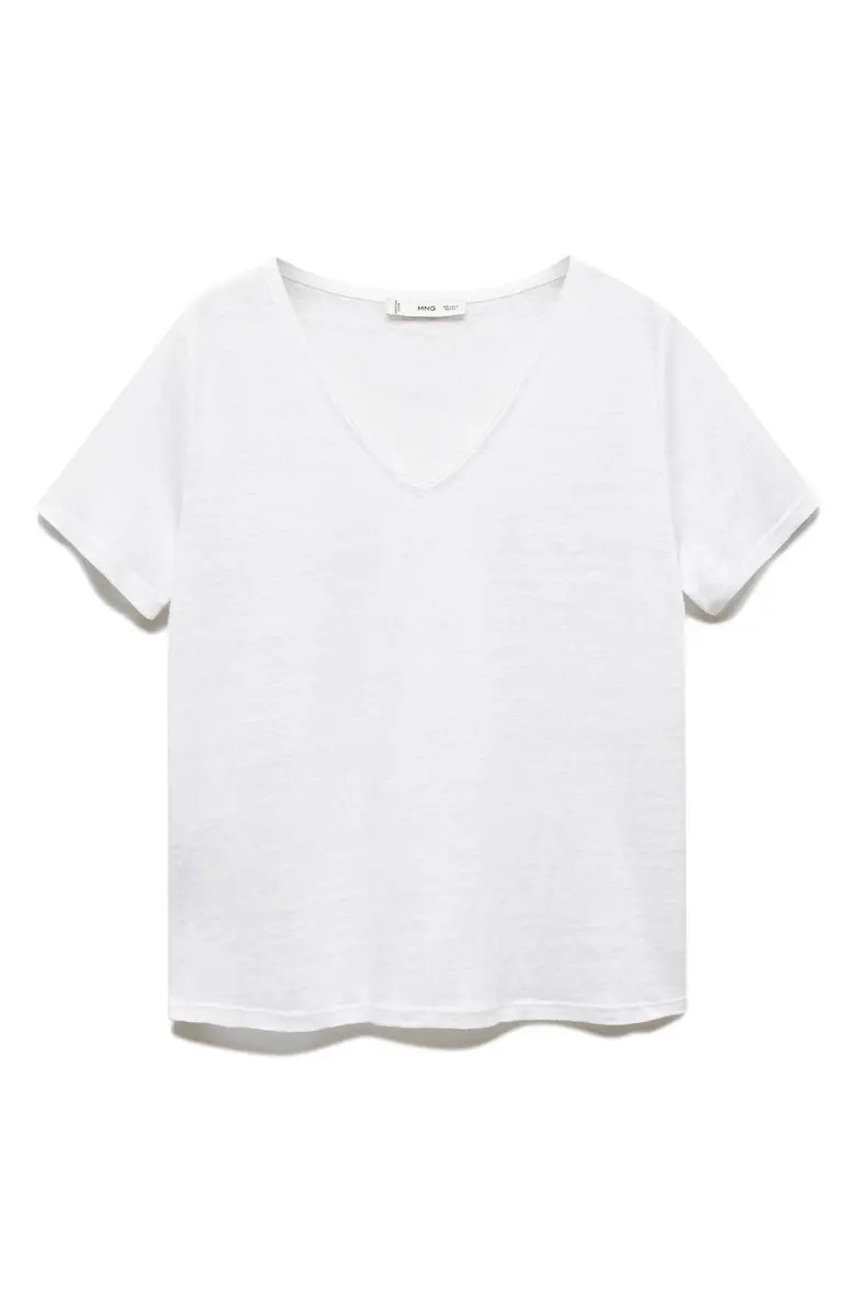MANGO V-neck Linen T-Shirt | Nordstrom | Nordstrom