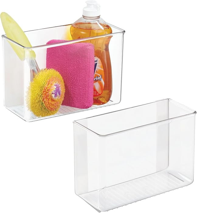 iDesign Adhesive Organizer Bin, Set of 2, Clear | Amazon (US)