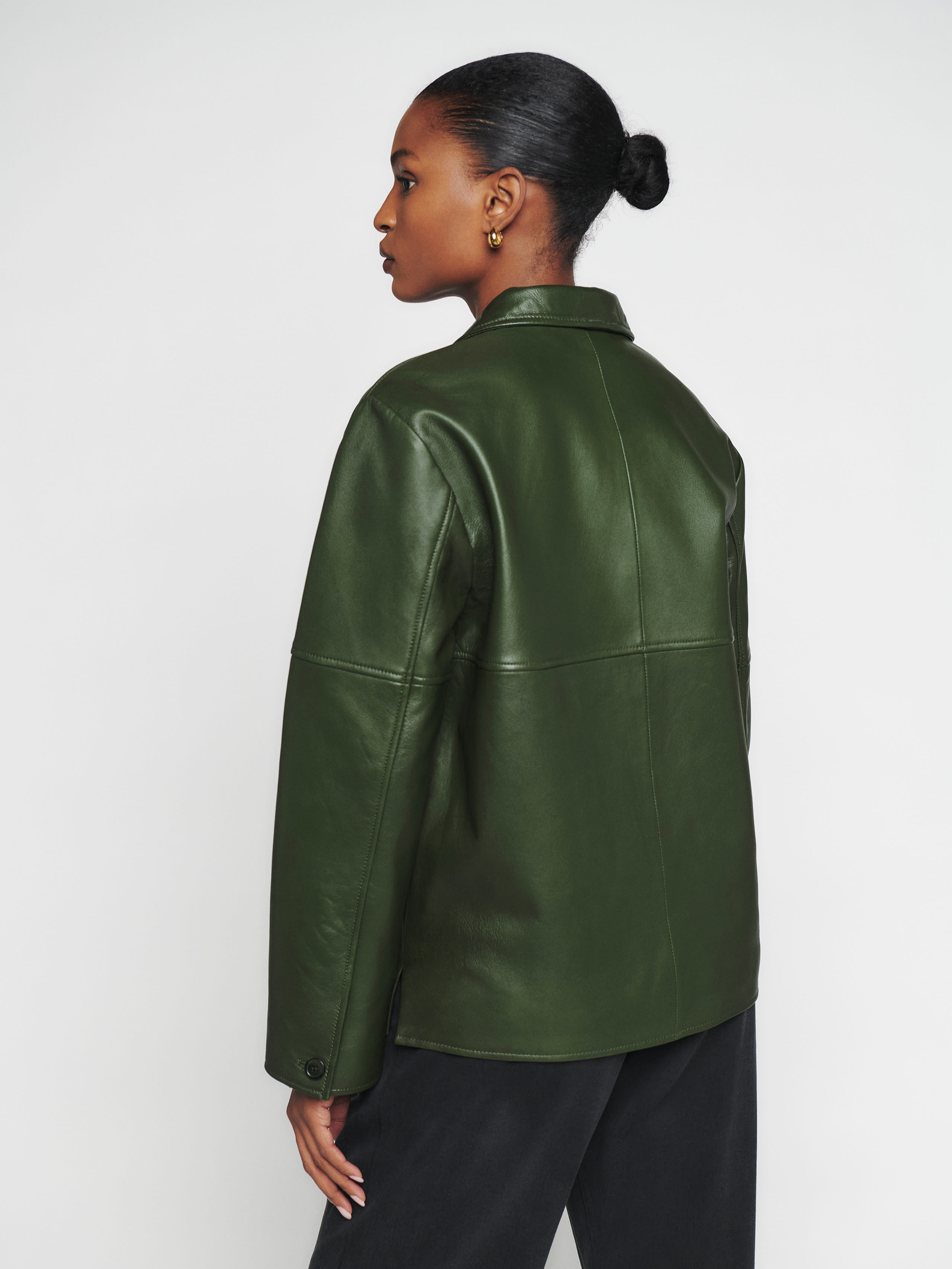 Veda Mercer Leather Shirt Jacket | Reformation (Global)