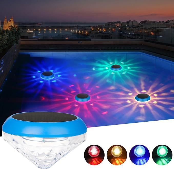 Pugwoy Solar Floating Pool Lights,LED Pool Lights RGB Color Changing Solar Pool Lights That Float... | Amazon (US)