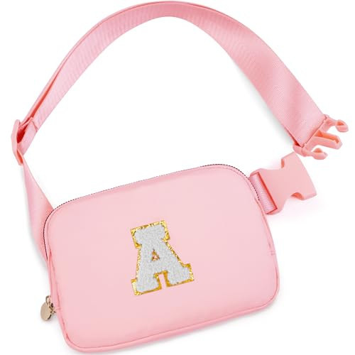 Uygafly Graduation Gift for Teen Girls Kids,Birthday Gifts for 4 5 6 7 8 9 10 11 12 Year Old Girls Daughter Sister Her,Fanny Pack Belt Bag Crossbody Bags Cute Stuff | Initials A,Peach Bag | Amazon (US)