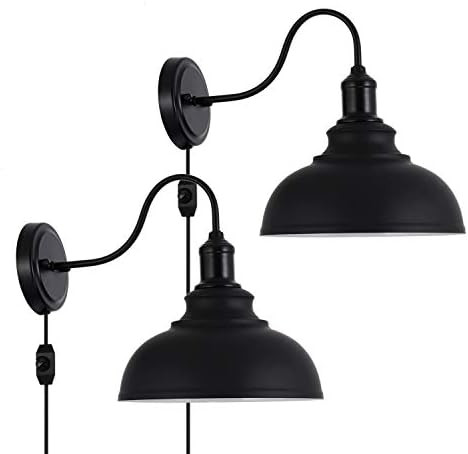 Larkar Dimmable Vintage Wall Lamp Black Industrial Vintage Farmhouse Wall Sconce Lighting Goosene... | Amazon (US)