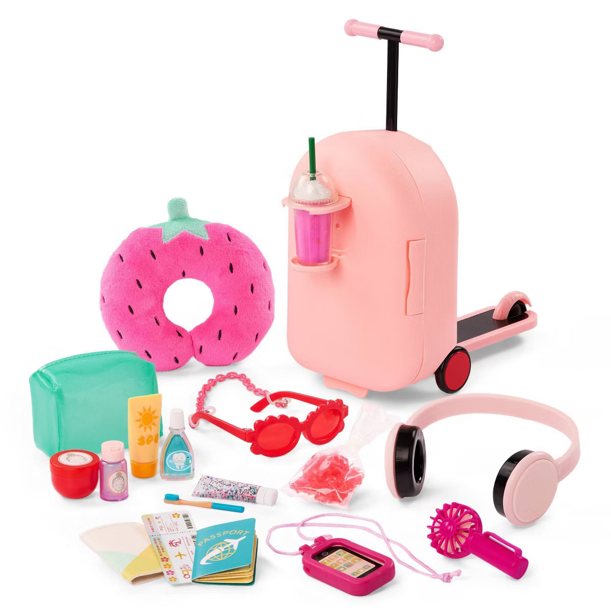 Our Generation Packed for Adventures Pink Luggage Scooter Suitcase & Accessories Set for 18" Doll... | Target