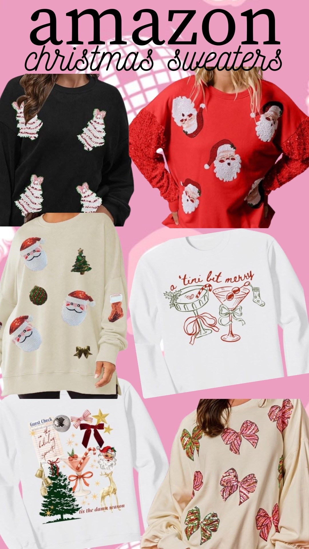 Christmas Sweatshirts from Amazon

Tini Bit Merry l Sequins l Sequin Sweatshirt l Santa Claus l Womens Sweatshirts

#LTKFindsUnder50 #LTKHoliday #LTKGiftGuide