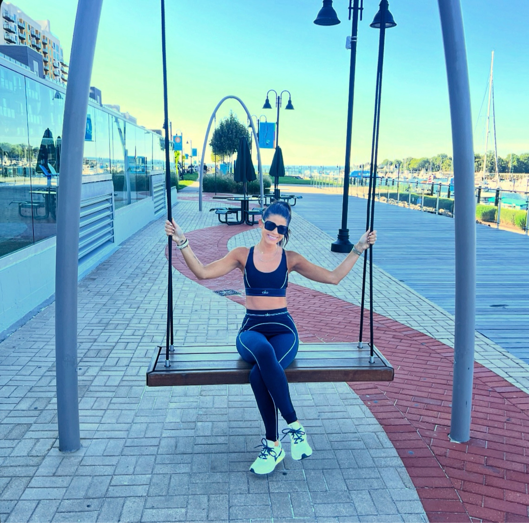 Morning walks with the best views ⚓️. Linking my favorite workout leggings - high rise + stretch 👌🏼. 

#LTKActive #LTKSeasonal #LTKStyleTip