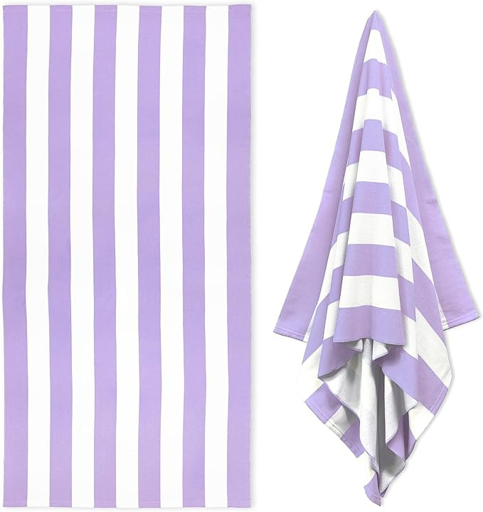 Amazon.com: HENBAY Large Oversized Beach Towel - 35 x 70 Inch Microfiber Pool Towel, Purple Strip... | Amazon (US)