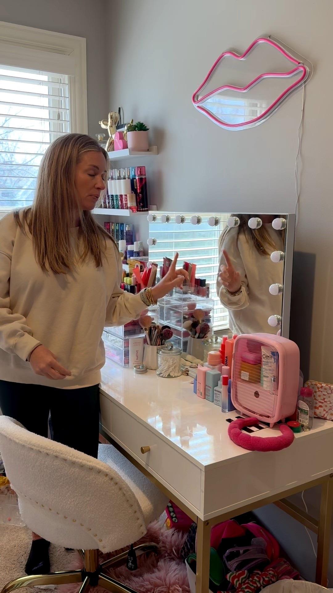 We love this LED lighted mirror for my daughter’s vanity and it’s on major sale! There are 3 light brightness levels, charging port and Bluetooth. She can listed to music or play a movie on her iPad while she’s getting ready. Can either stand up or hang on the wall.

#LTKBeauty #LTKHome #LTKgrwm