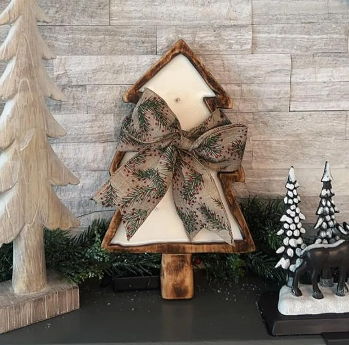 Handcrafted 12 oz Christmas Tree Candle – Vegan-Friendly, Non-Toxic Pine Scented Candle in Natu... | Amazon (US)