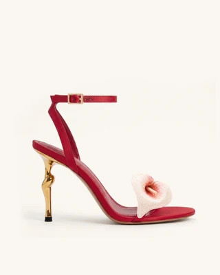 Alivia Calla Lily Gold Metal Heel Sandals - Red | JW PEI US