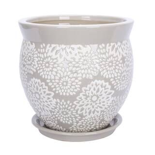 Southern Patio Farrah 9.1 in. x 9.1 in. Gray Ceramic Pot-CRM-057741 - The Home Depot | The Home Depot