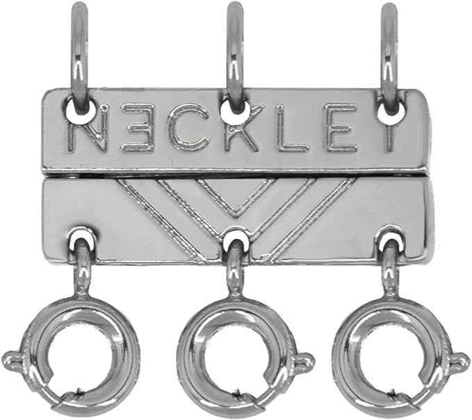 Necklet Triple Necklace Layering Clasp, Separator for Stackable Necklaces and Chains (White Gold) | Amazon (US)