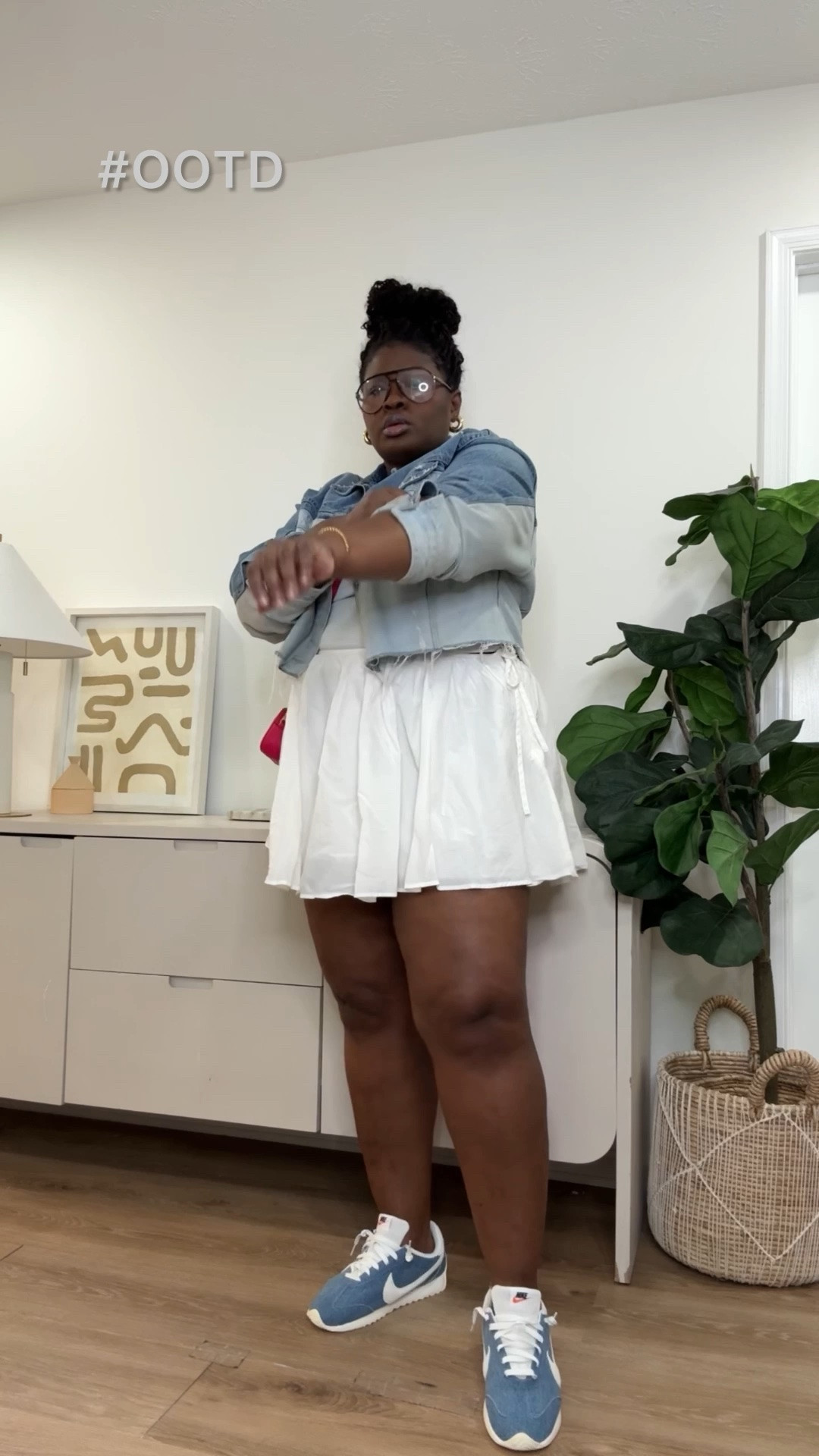Quick OOTD featuring white miniskirt and denim sneakers. PS these sneakers are part of DSW’s celebration sale you can get $20 off them today ￼

#LTKootd #LTKSeasonal #LTKSaleAlert
